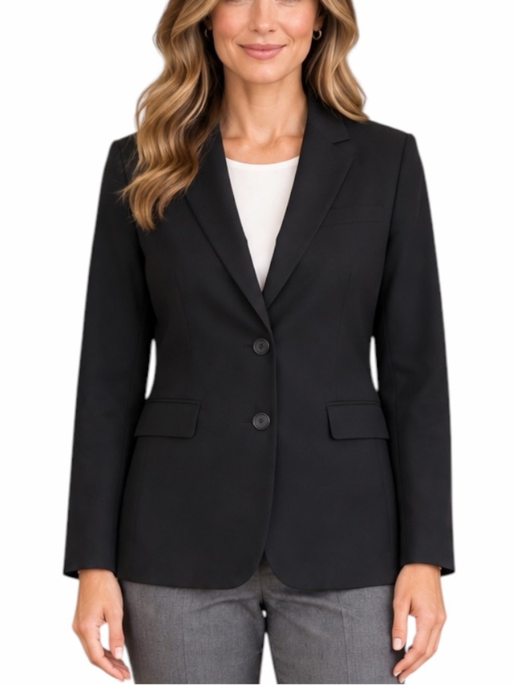Brooks Brothers 346 Blazer Size 12 Wool Two Button Career Suit Jacket Black